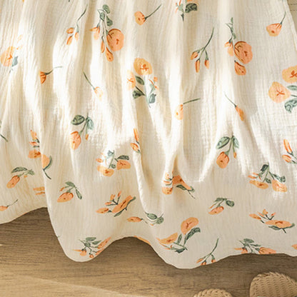 Camicia da notte a sottoveste in garza di cotone con stampa floreale arancione - image 4