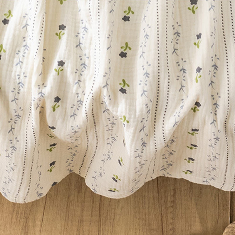 Camicia da notte a canotta in garza di cotone a righe con stampa floreale - image 8