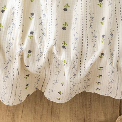 Camicia da notte a canotta in garza di cotone a righe con stampa floreale - image 8