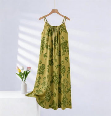 Camicia da notte a sottoveste in puro cotone con stampa floreale verde - Verde - 2XL - image 0