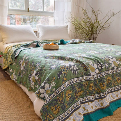Coperta trapuntata in puro cotone con motivo "Prato di fiori selvatici" - image 3
