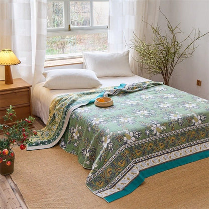 Coperta trapuntata in puro cotone con motivo "Prato di fiori selvatici" - image 2