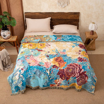 Trapunta con nappe in garza di cotone rosa - Matrimoniale - image 0