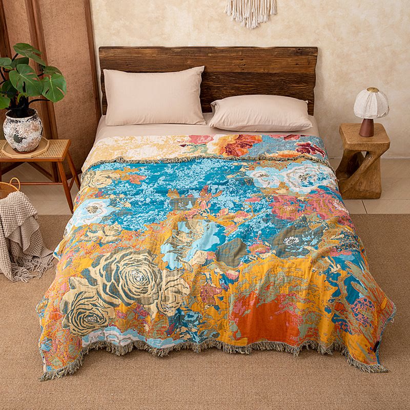Trapunta con nappe in garza di cotone rosa - image 1