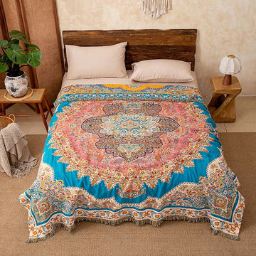 Trapunta/coperta con nappe in garza di cotone dal motivo vintage - Matrimoniale - image 0