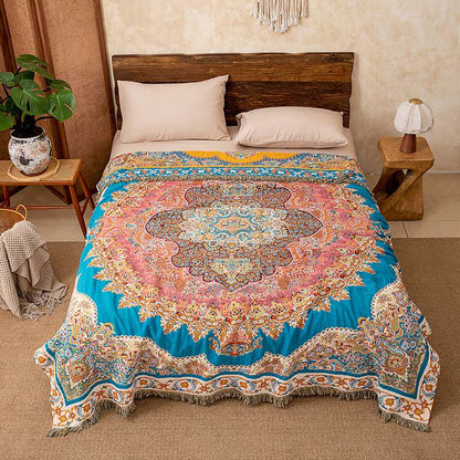 Trapunta/coperta con nappe in garza di cotone dal motivo vintage - Matrimoniale - image 0