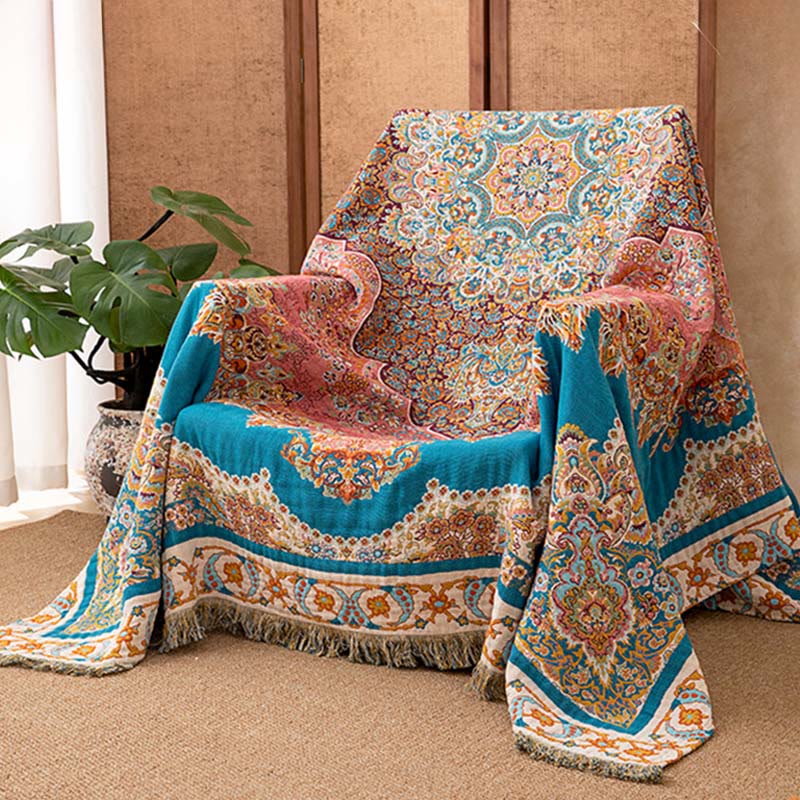 Trapunta/coperta con nappe in garza di cotone dal motivo vintage - image 2