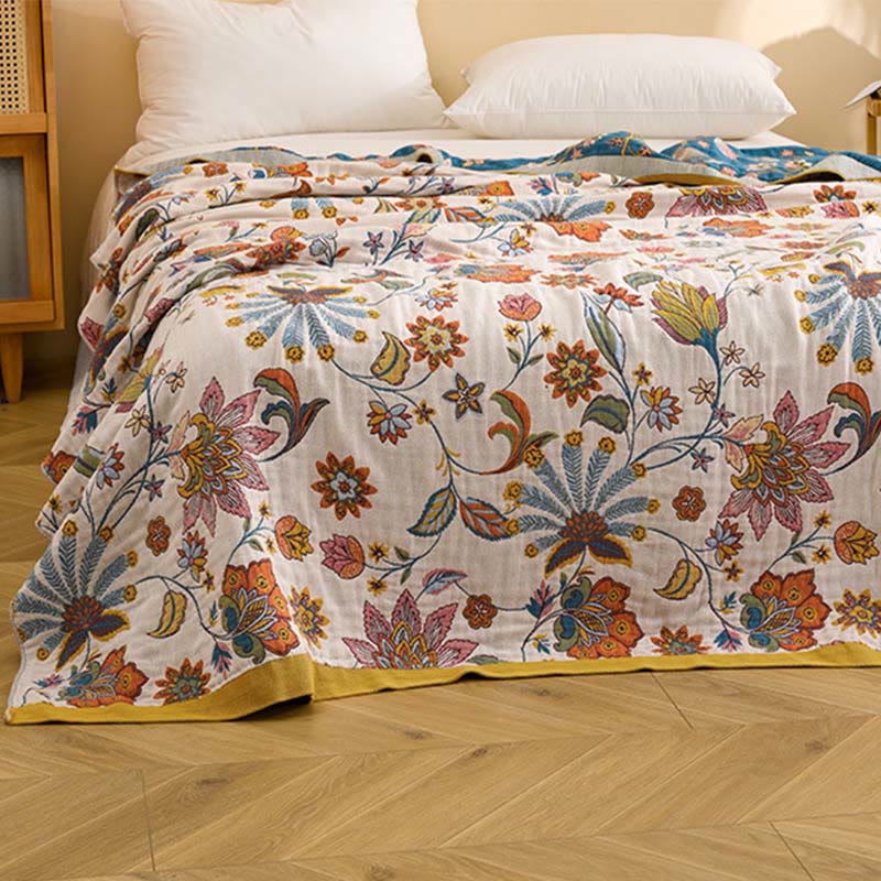 Trapunta reversibile in garza di cotone con motivo floreale - image 3