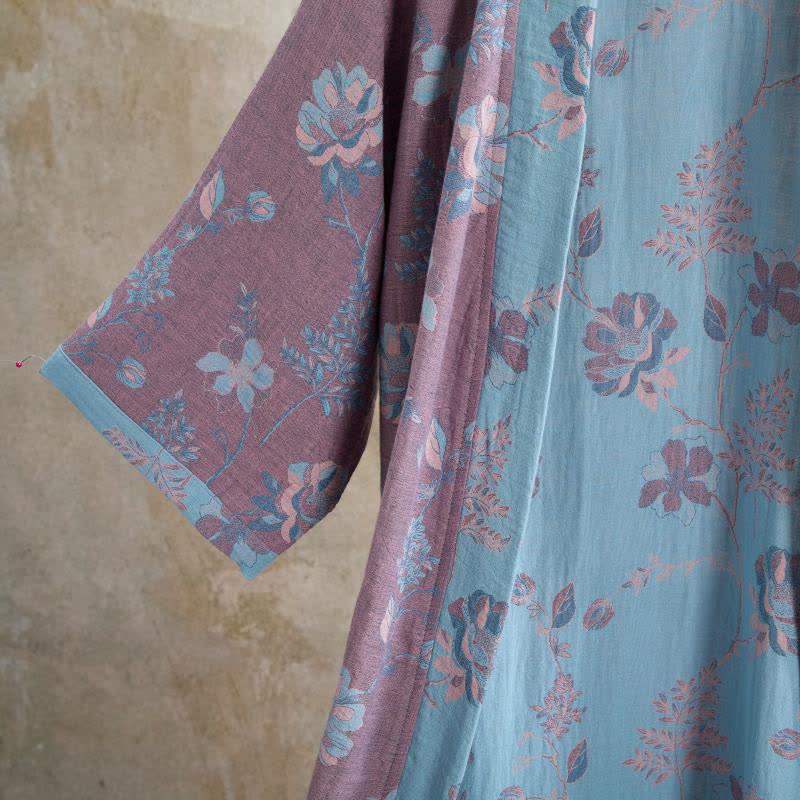 Kimono in cotone a doppia garza con motivo floreale - image 2