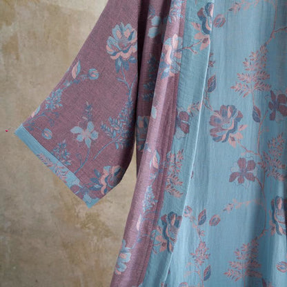 Kimono in cotone a doppia garza con motivo floreale - image 2