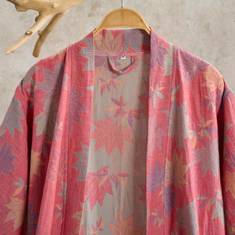 Kimono in cotone a doppia garza con motivo a foglia d'acero - image 1