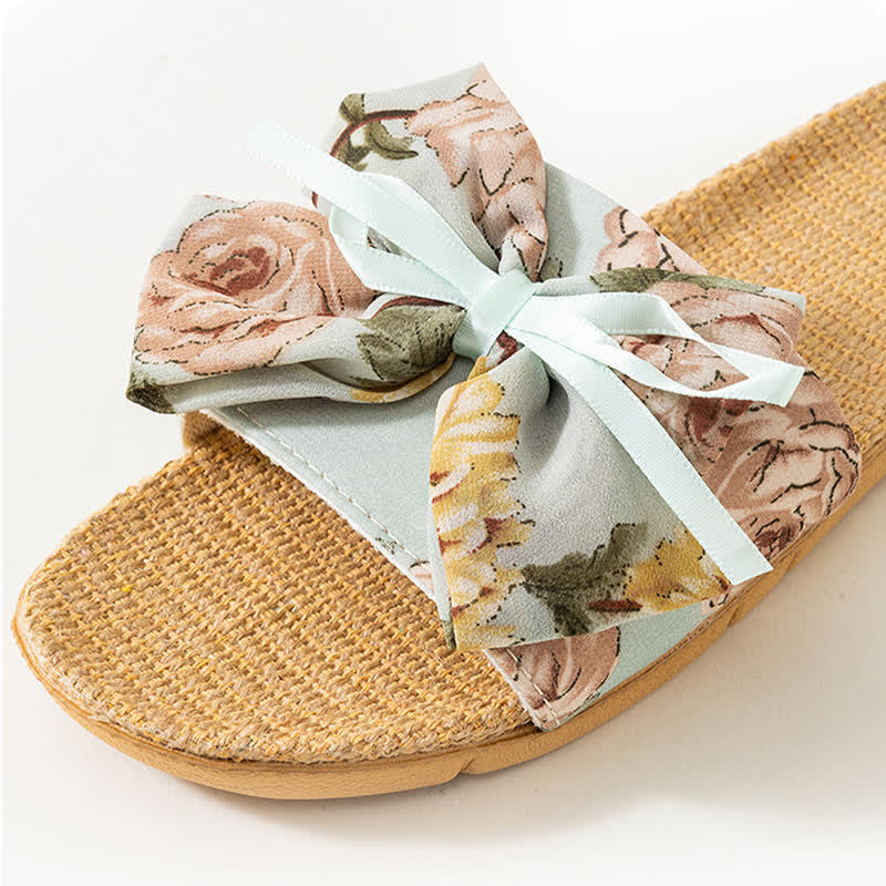 Pantofole in lino con stampa floreale in stile romantico francese - image 7