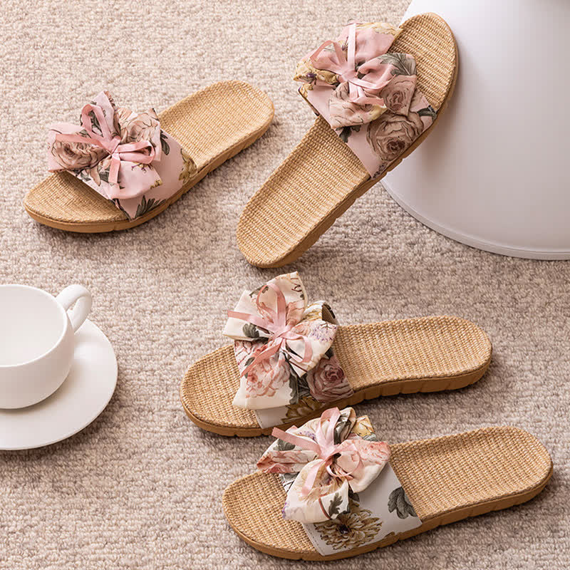 Pantofole in lino con stampa floreale in stile romantico francese - image 3