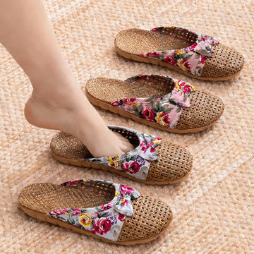 Pantofole da casa in rattan intrecciato a punta chiusa - image 0