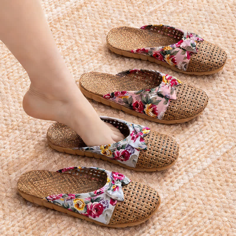 Pantofole da casa in rattan intrecciato a punta chiusa - image 0