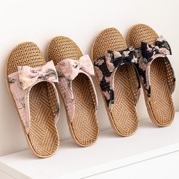 Pantofole leggere in rattan con stampa floreale vintage - image 0