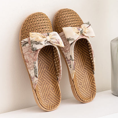 Pantofole leggere in rattan con stampa floreale vintage - Beige - L - image 4