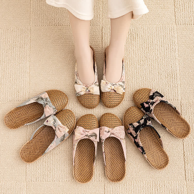 Pantofole leggere in rattan con stampa floreale vintage - image 1