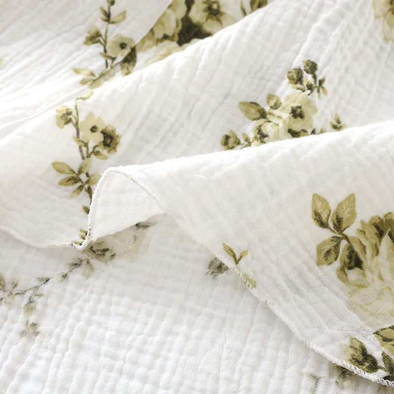 Set pigiama vintage in garza di cotone con motivo peonia - image 7