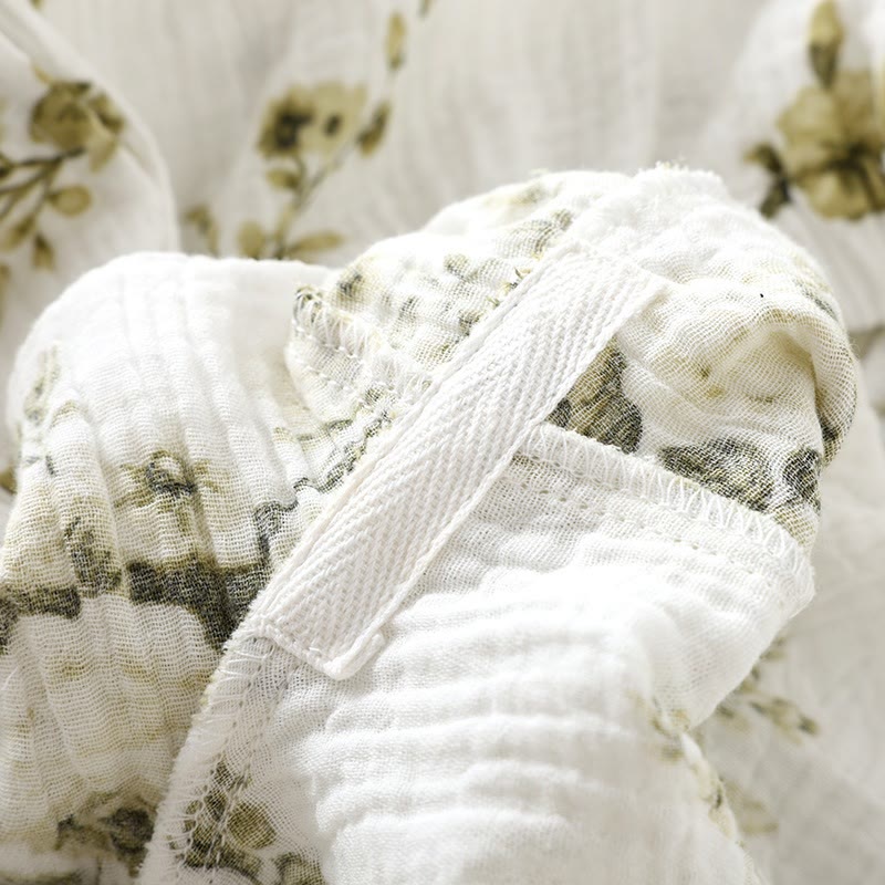 Set pigiama vintage in garza di cotone con motivo peonia - image 6