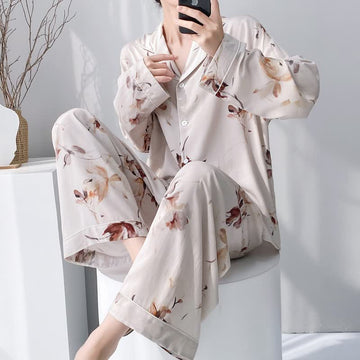 Set pigiama floreale in stile artistico - Beige - 2XL - image 0