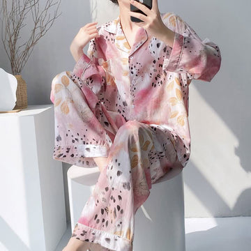 Set pigiama con stampa floreale e leopardata mista - Rosa - 2XL - image 0