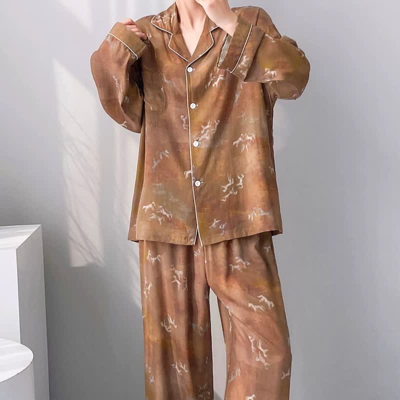 Set pigiama vintage con motivo a cavalli - image 1