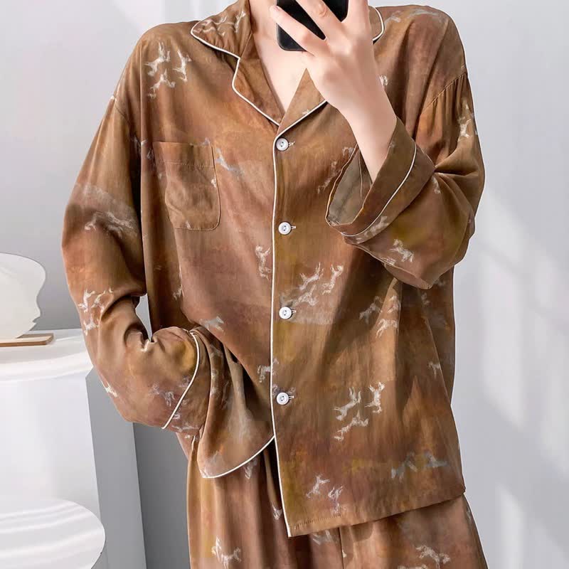 Set pigiama vintage con motivo a cavalli - image 2