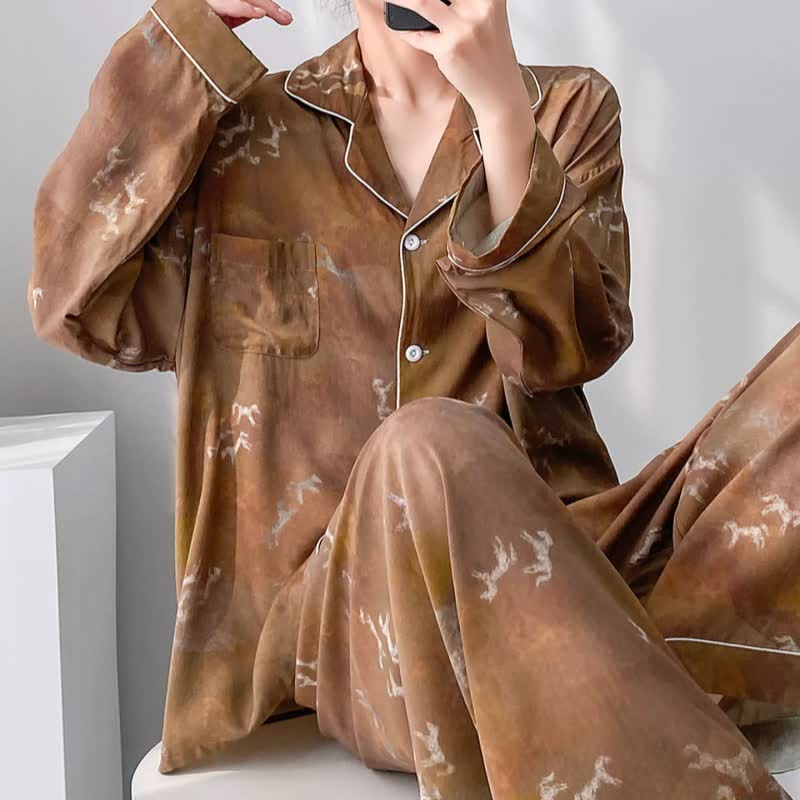 Set pigiama vintage con motivo a cavalli - image 3