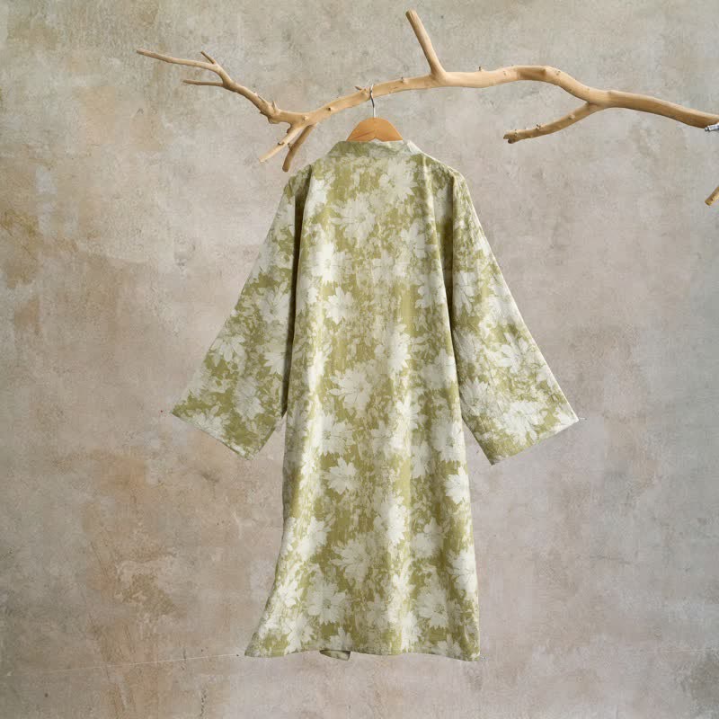 Elegante kimono floreale in garza di cotone - image 10