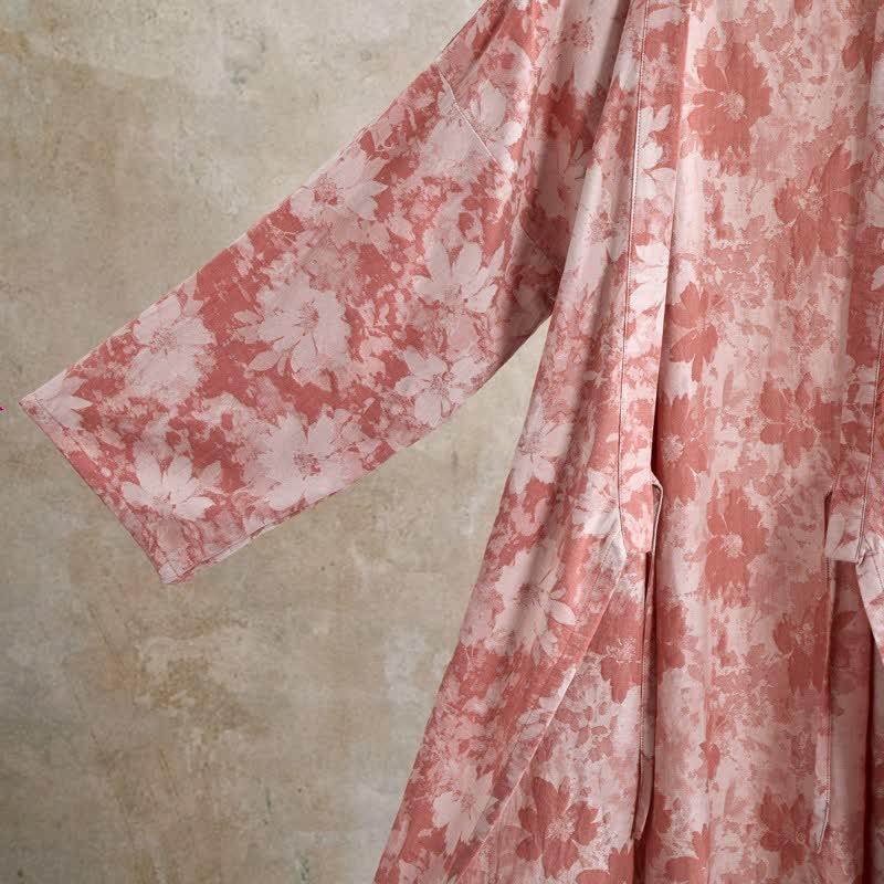 Elegante kimono floreale in garza di cotone - image 4