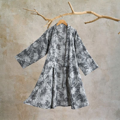 Elegante kimono floreale in garza di cotone - Grigio - XL - image 17