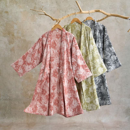 Elegante kimono floreale in garza di cotone - image 0