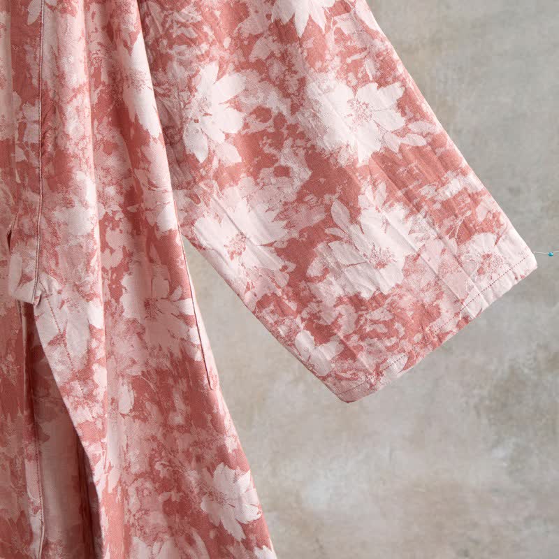 Elegante kimono floreale in garza di cotone - image 5