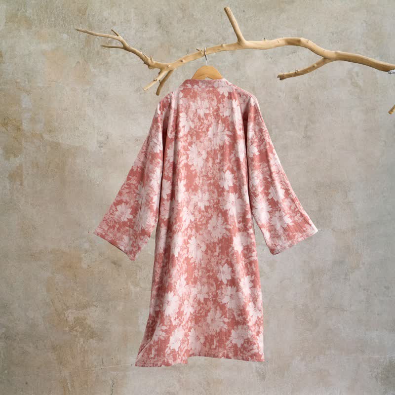 Elegante kimono floreale in garza di cotone - image 2