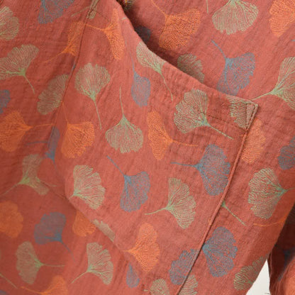 Abito Yukata in garza di cotone con foglie di ginkgo - image 11