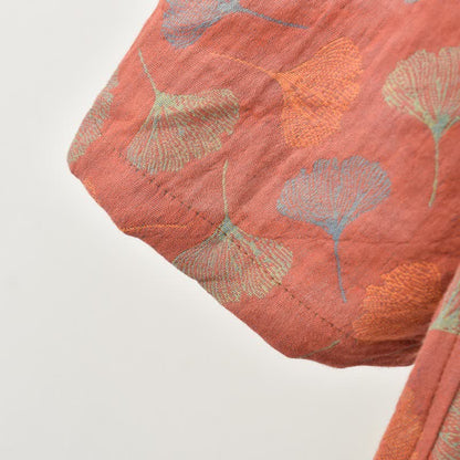 Abito Yukata in garza di cotone con foglie di ginkgo - image 12