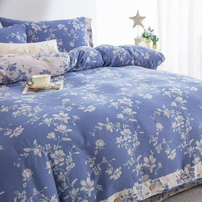 Set di biancheria da letto in garza di cotone Blue Lily (4 pezzi) - image 1