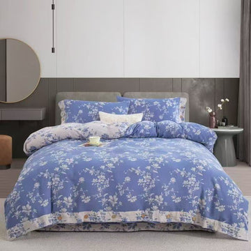 Set di biancheria da letto in garza di cotone Blue Lily (4 pezzi) - Matrimoniale Grande - image 0