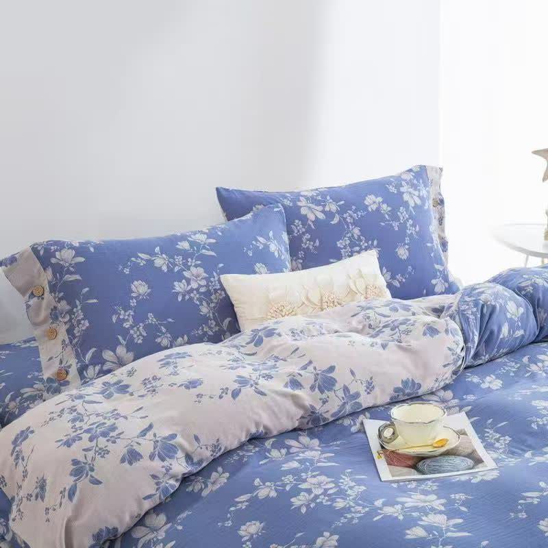 Set di biancheria da letto in garza di cotone Blue Lily (4 pezzi) - image 2