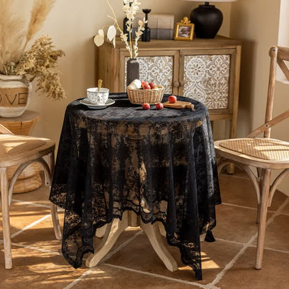 Tovaglia in pizzo jacquard floreale con bordo smerlato - image 12
