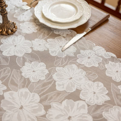 Runner da tavola in pizzo jacquard con motivo camelia - image 6