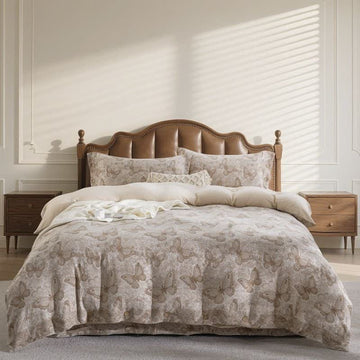 Set di biancheria da letto in garza di cotone con motivo farfalle pastorali (4 pezzi) - Matrimoniale Grande - image 0