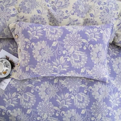 Set di biancheria da letto in garza di cotone con motivo floreale etnico (4 pezzi) - image 3