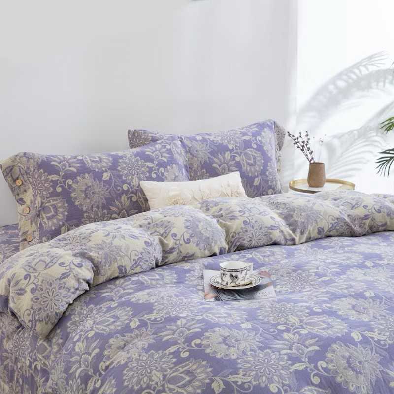 Set di biancheria da letto in garza di cotone con motivo floreale etnico (4 pezzi) - image 1