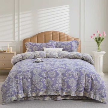 Set di biancheria da letto in garza di cotone con motivo floreale etnico (4 pezzi) - Matrimoniale Grande - image 0