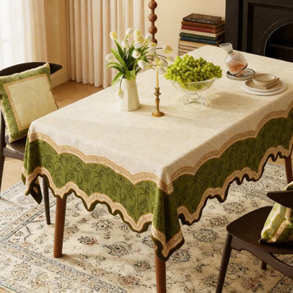 Tovaglia vintage con motivo botanico e bordo smerlato - Rettangolo - 140cm x 220cm - image 1