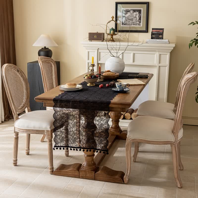 Elegante runner da tavola con nappe in pizzo floreale. - image 5