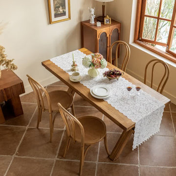 Runner da tavola con nappe in pizzo jacquard a rose - image 0