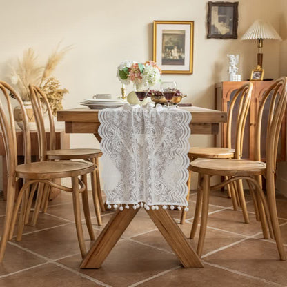 Runner da tavola con nappe in pizzo jacquard a rose - Bianco - 45 cm x 300 cm - image 2